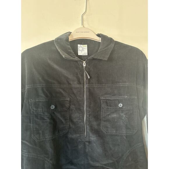 $65 Offline Aerie Quarter Zip Corduroy Shacket Pullover Black XS NWT FITS LARGE - Picture 5 of 8